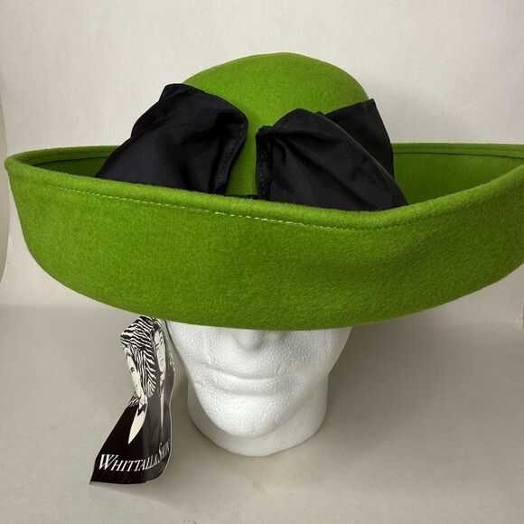 Vintage Whittall & Shon Green Felt Derby Hat Bow NOS NYC Millinery New main image 4
